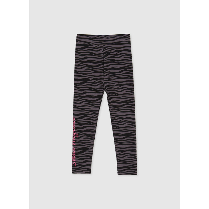 Leggings zebrato con scritta