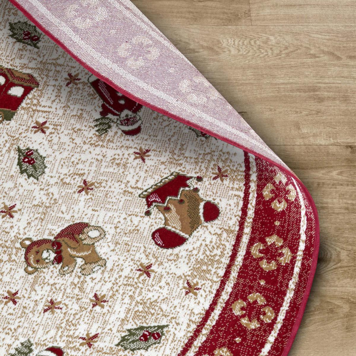 Tapis rond salon ou chambre enfant,  motif fêtes de SANTA 1, kilim original, entretien facile
