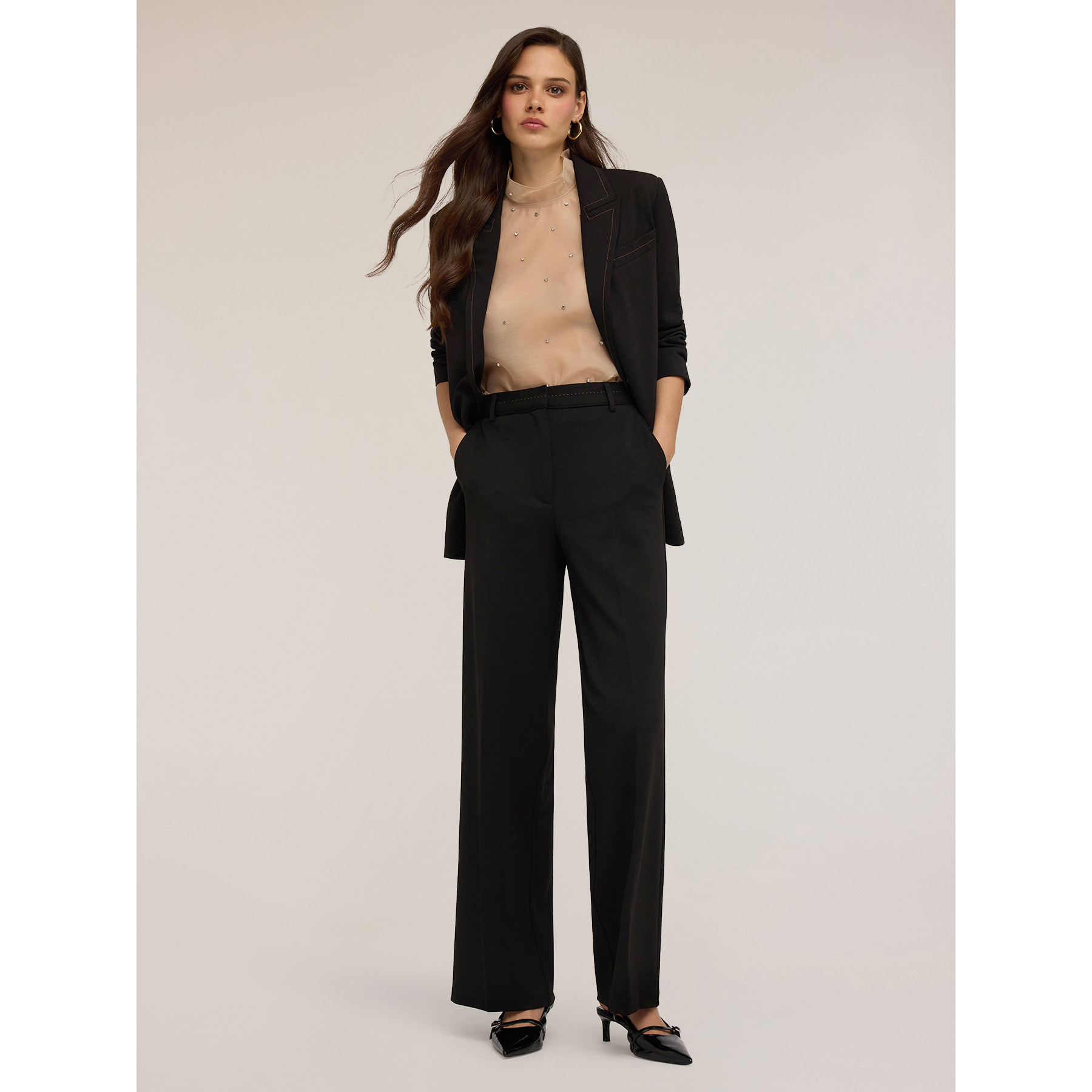 Motivi - Pantalones con pespuntes - Negro