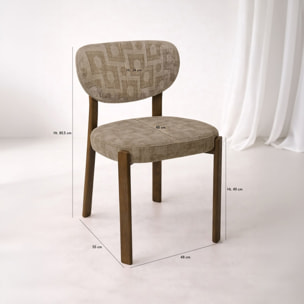 Lot de 2 chaises de table en tissu et bois taupes SUZIE