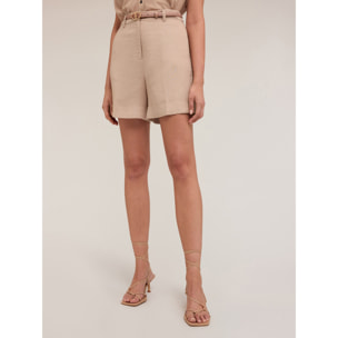 Motivi - Pantalones cortos de lino y viscosa - Beige