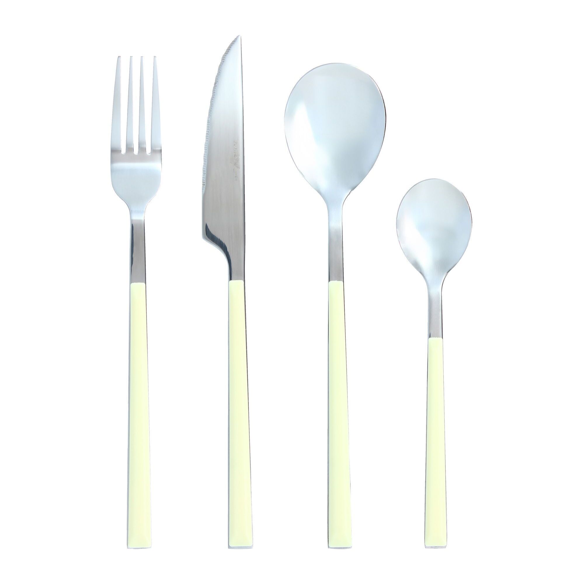 Ménagère 24 pièces en acier inoxydable crème COLORAMA