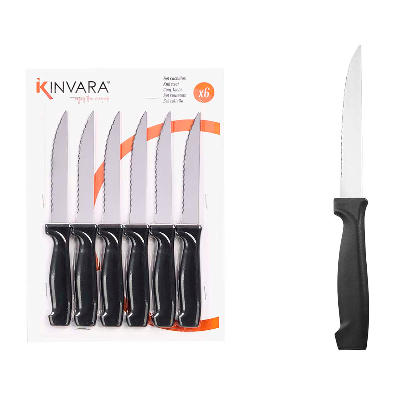 Set di 6 coltelli seghettati