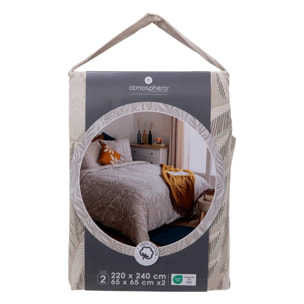 Parure de lit imprimée "Nalh" 240x220cm beige lin