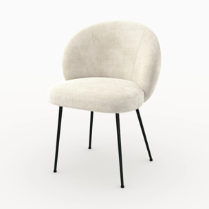 Chaise en velours chenillé écru et métal noir - Bloomy