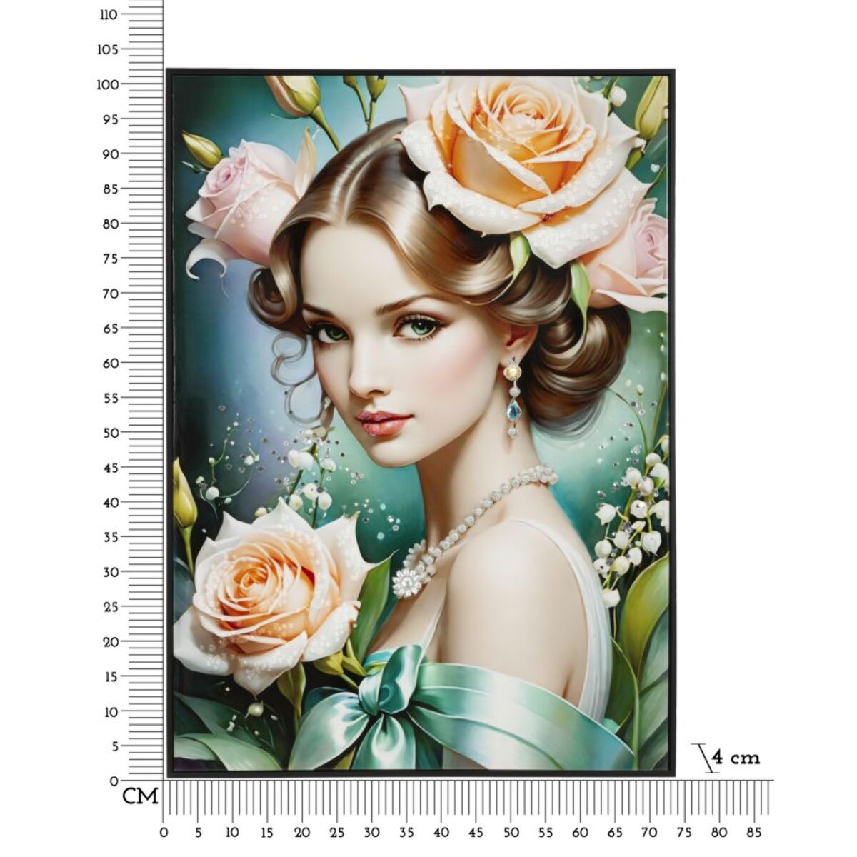 DIPINTO SU TELA LACCATO FANTASY C/CORNICE -B- CM 72X4X102