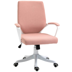 Silla de Oficina Giratoria Silla de Escritorio Basculante con Reposabrazos y Altura Ajustable para Dormitorio Salón Carga 120 kg 62x69x92-100 cm Rosa