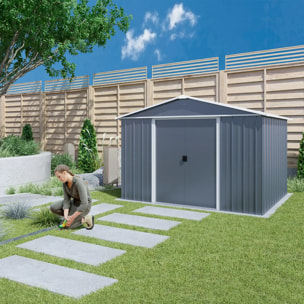 Abri de jardin métal gris Yardmaster 6,44 m² + kit d'ancrage