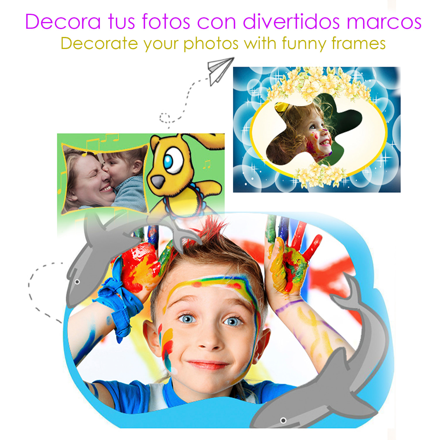 Fotocamera digitale D6V con foto da 26mpx e video HD per bambini. Schermo da 2 pollici. Con filtri ed effetti. Cordino per il trasporto.