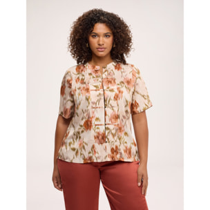 Fiorella Rubino - Blusa con estampado en raso de viscosa - Beige