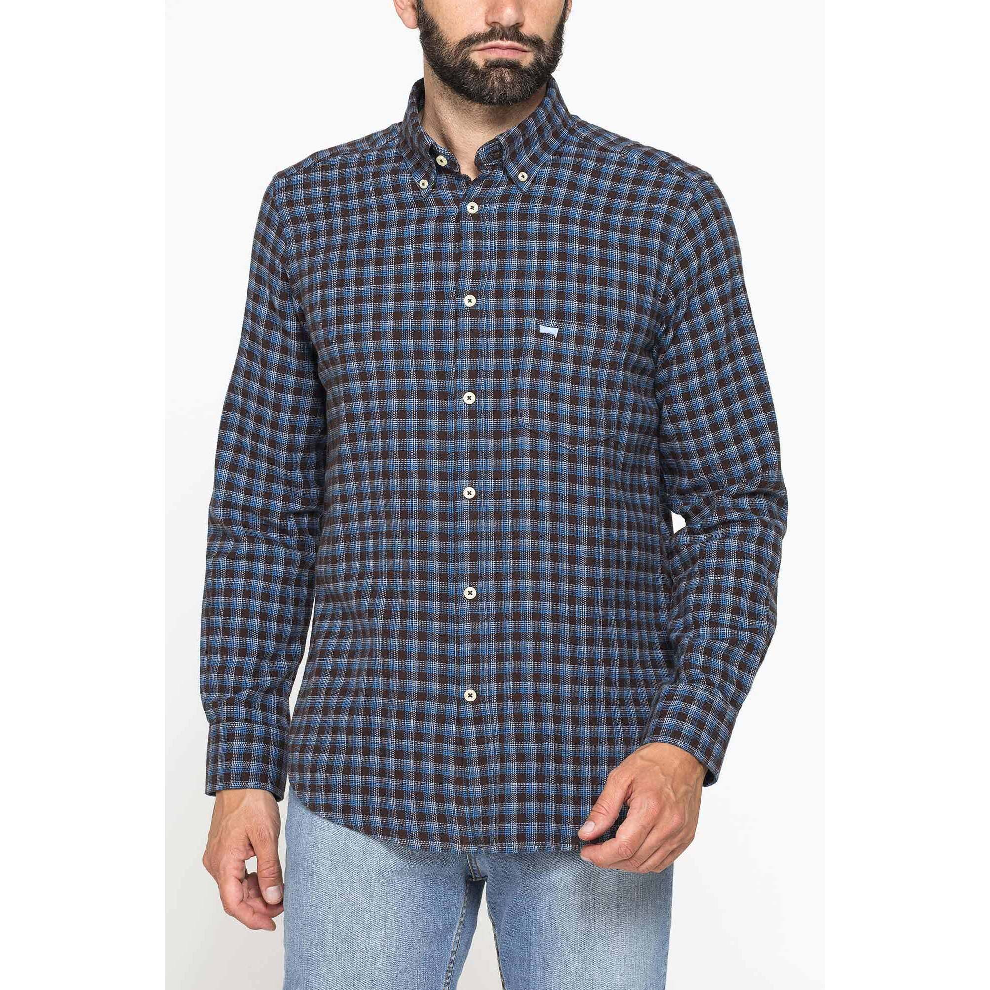 CAMICIA FANTASIA TINTO FILO IN FLANELLA LEGGERA