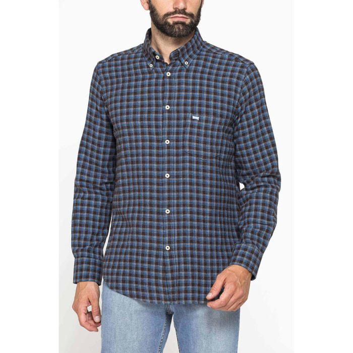 CAMICIA FANTASIA TINTO FILO IN FLANELLA LEGGERA