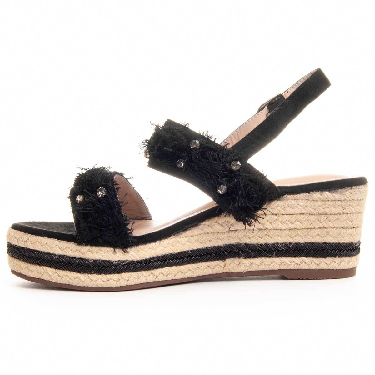 Sandalias de Cuña - Negro - Altura: 8 Cm