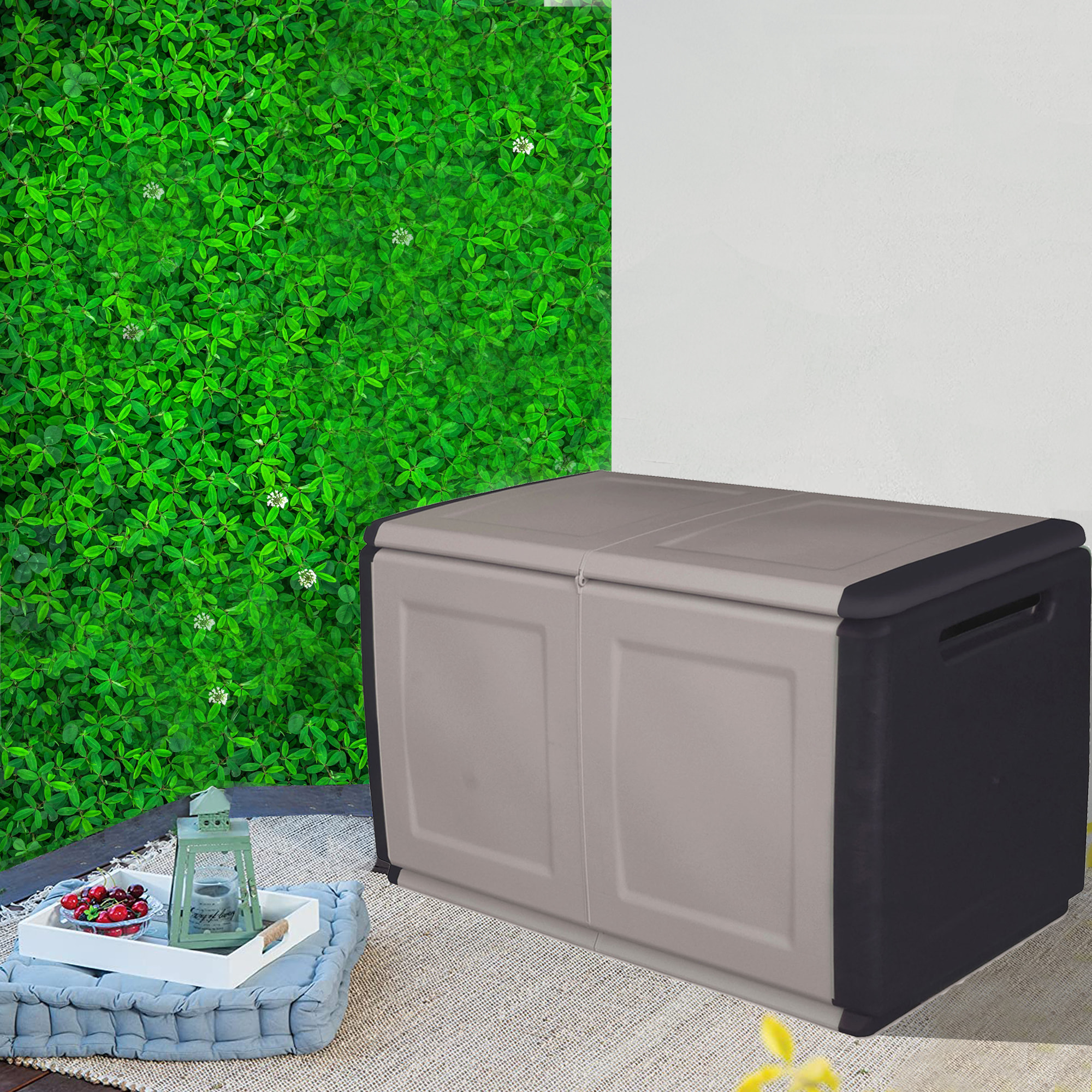Baúl en polipropileno de 96x57x53cm - 230L color gris oscuro y negro