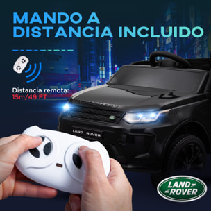 Coche Eléctrico para Niños de +3 Años con Licencia Land Rover Discovery Sport Carro Eléctrico Infantil con Batería 12V Mando a Distancia Arranque Lento Faros Bocina y Música Negro