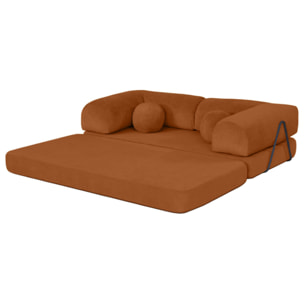 Nebula - Canapé 3 places convertible en velours texturé - Terracotta