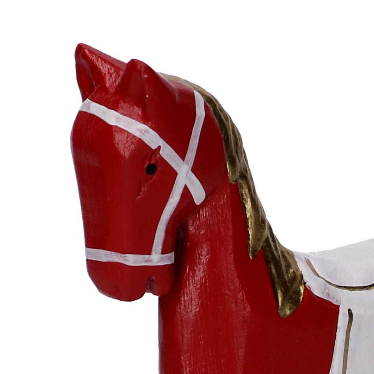 Cavallo a dondolo in legno oro e rosso cm22,5x6h22