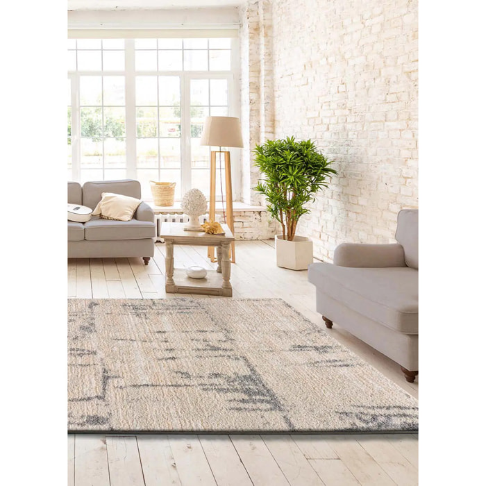 ENYA Alfombra étnica con relieve tipo shaggy plata, varias medidas disponibles.