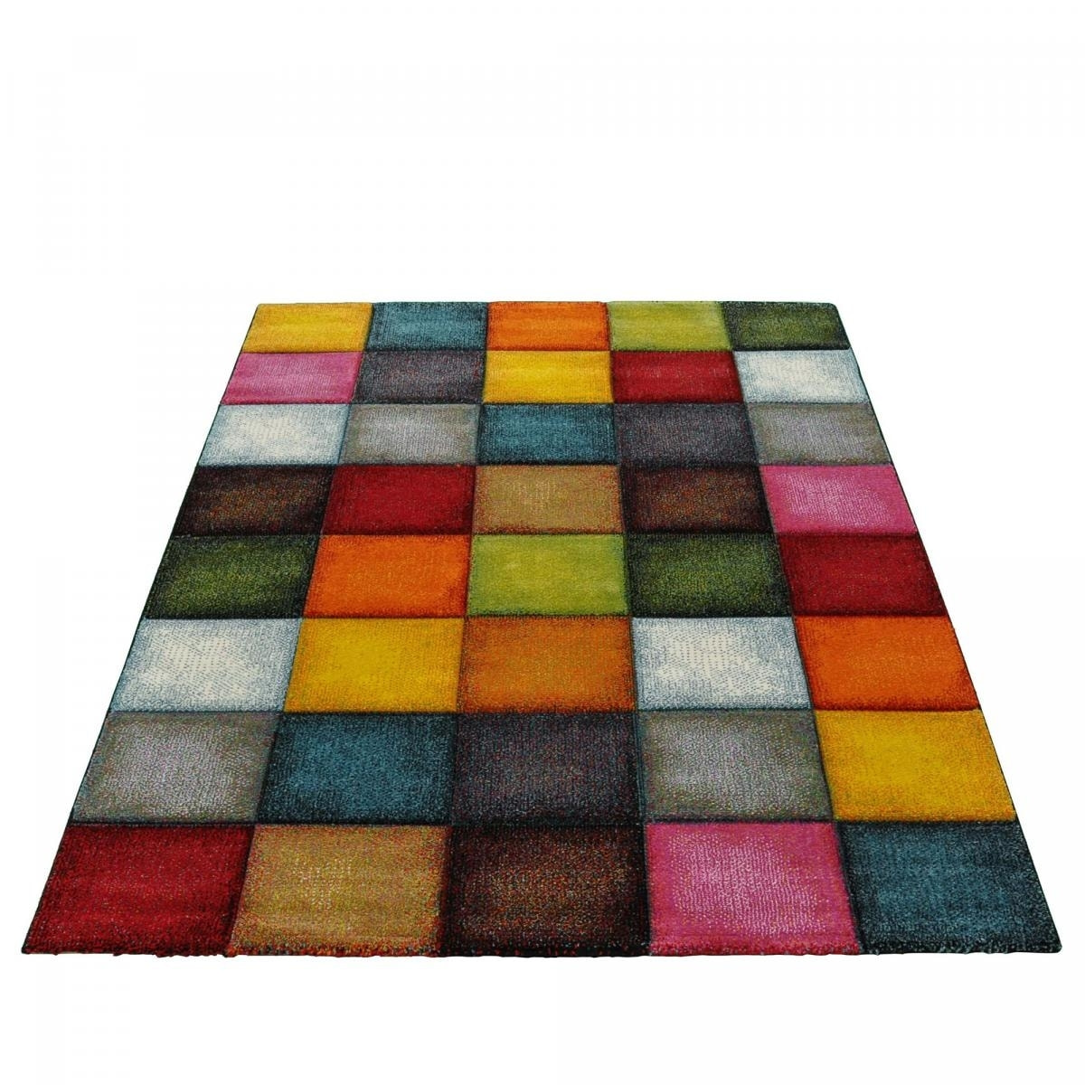 Tapis salon et chambre tissé motif damier BEFI