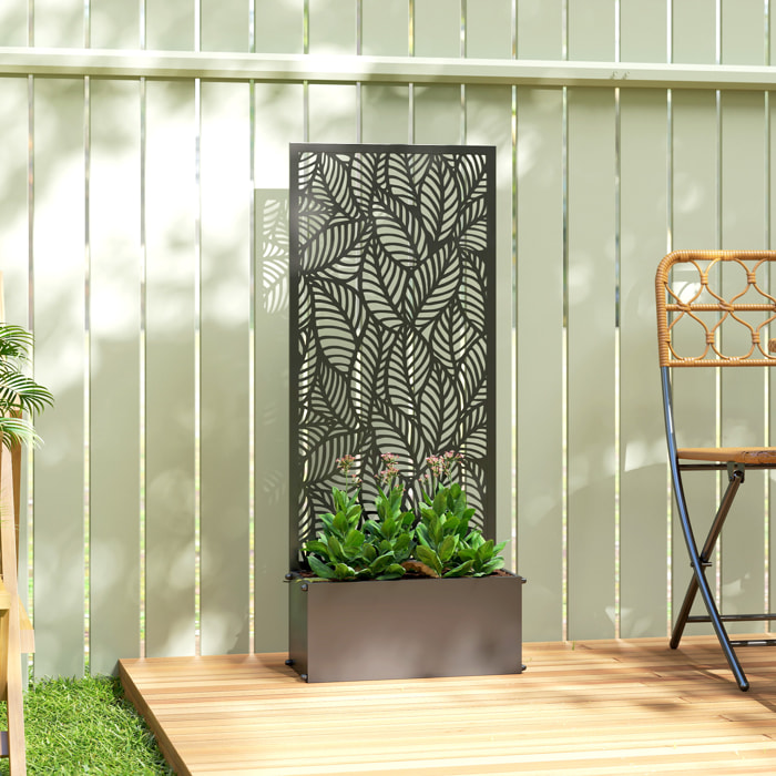 Jardinière avec treillis haut design végétal - jardinière métal époxy noir