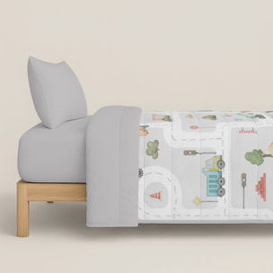 Cool Kids - Edredón Nórdico Estampado - Infantil - 100% Algodón - 200 gr/m² con Tacto Pluma - Road