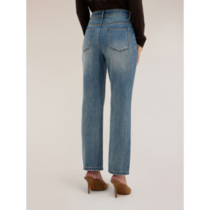 Motivi - Jeans regular vita alta con dettaglio strass - Azzurro