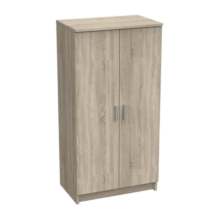 Armadio multiuso 2 ante Abram, Mobile multifunzionale, Mobiletto scarpiera, Guardaroba porta scarpe, 55x35 h108 cm, Rovere