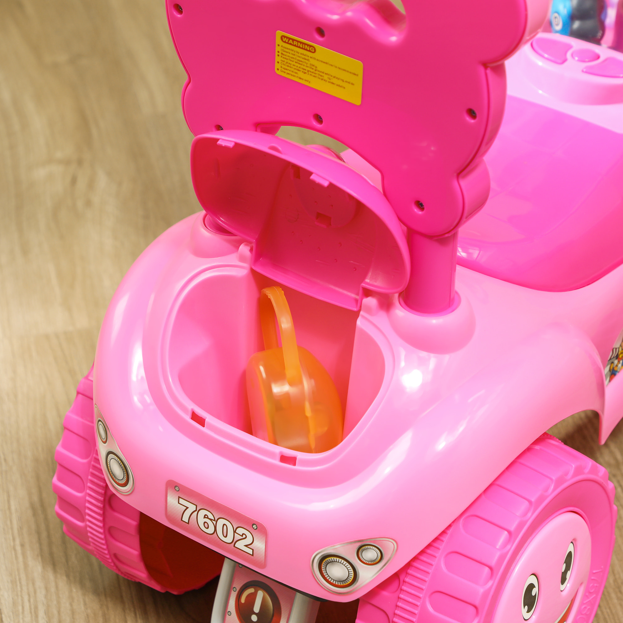 Porteur enfant rover spatial 2 coffres effets sonores lumineux rose