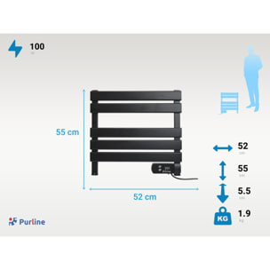 Toallero eléctrico compacto negro 100W NTW-08 PURLINE