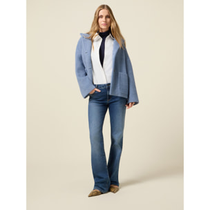 Oltre - Jeans acampanados de mezclilla con tachuelas - Azul