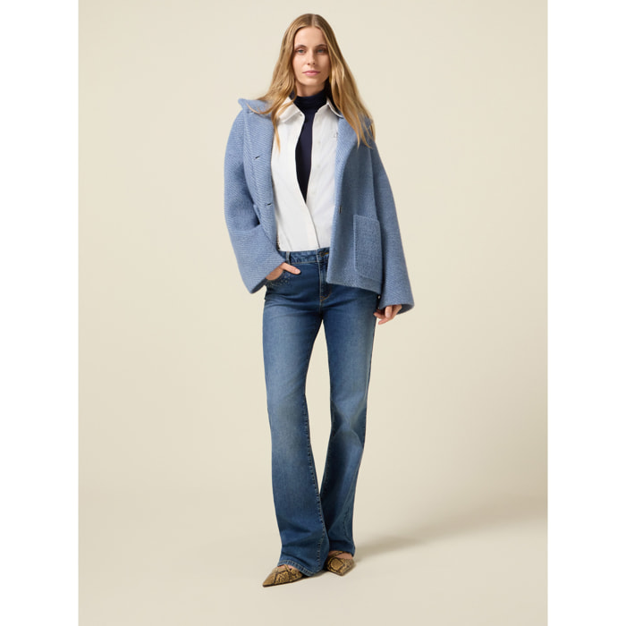 Oltre - Jeans acampanados de mezclilla con tachuelas - Azul