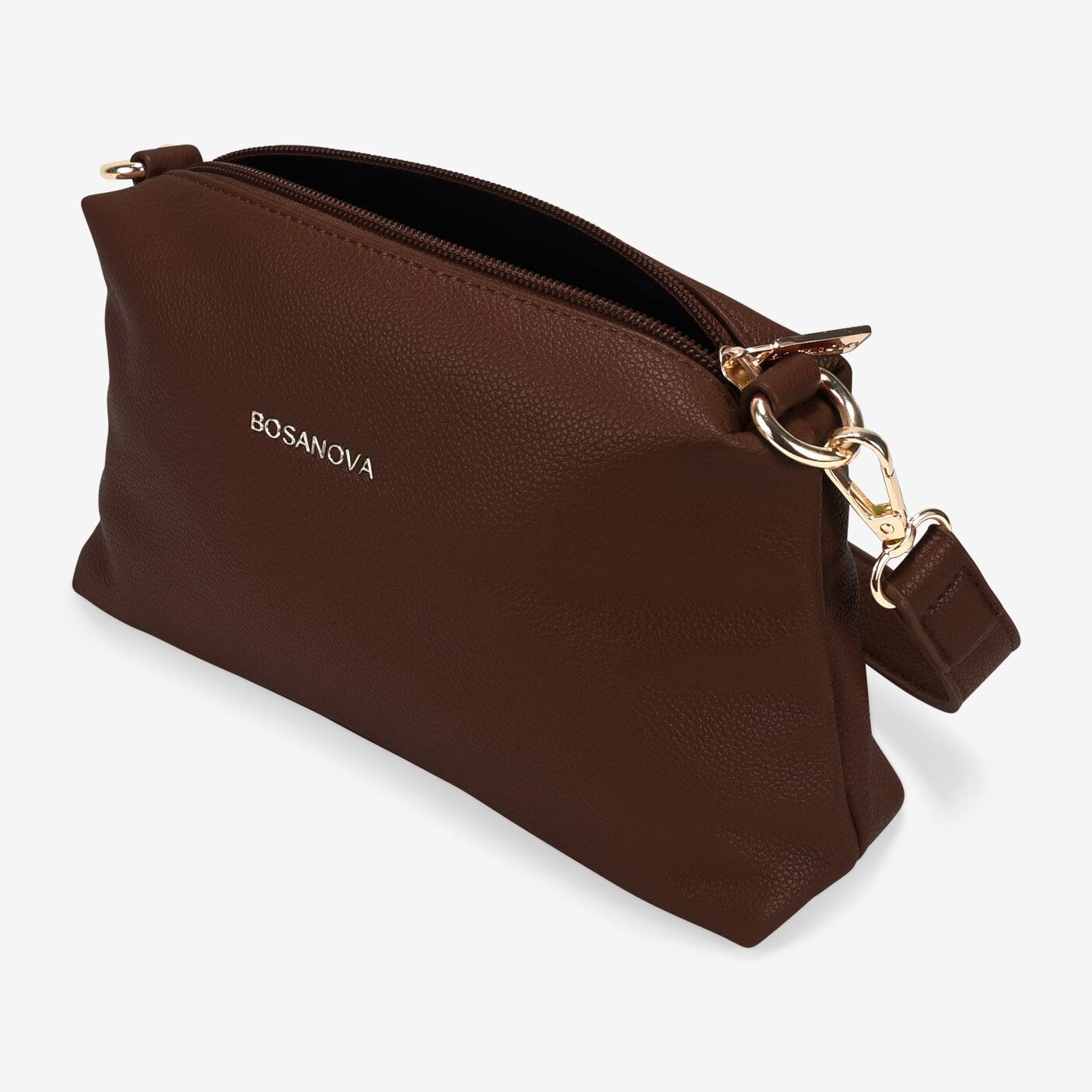 Bolso de hombro marrón pequeño con cremallera