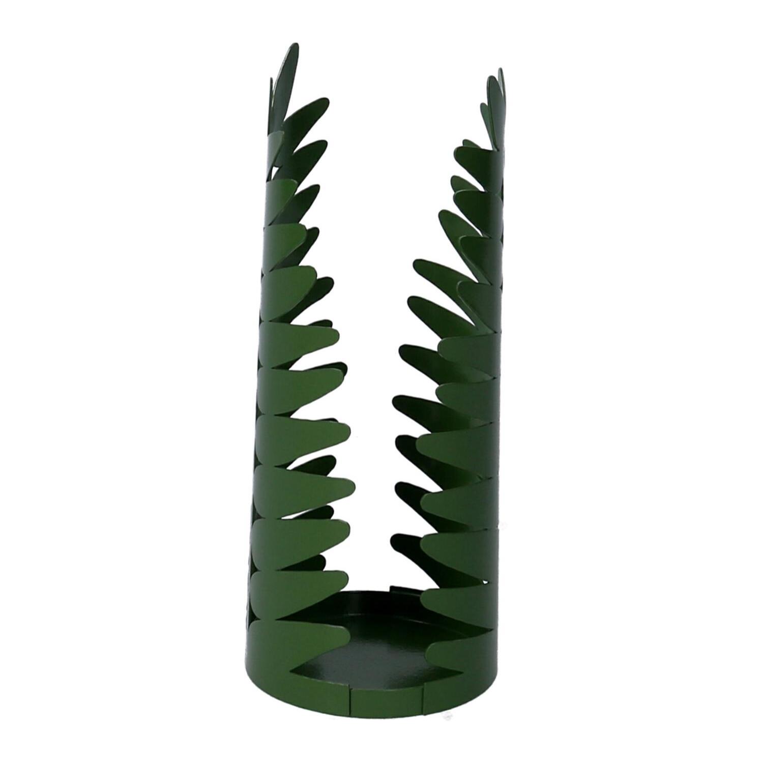Portabicchiere in metallo foglia d'alloro verde scuro tondo cm ø8h20