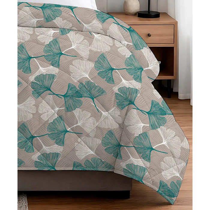 Trapunta invernale Ginko Verde 300 grammi/mq in cotone e poliestere