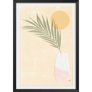 Affiche fleurs Un été jaune citron Affiche + cadre en bois - Noir