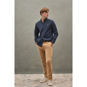 Camisa azul marino de corte regular cuello con botones y logo Polo Club