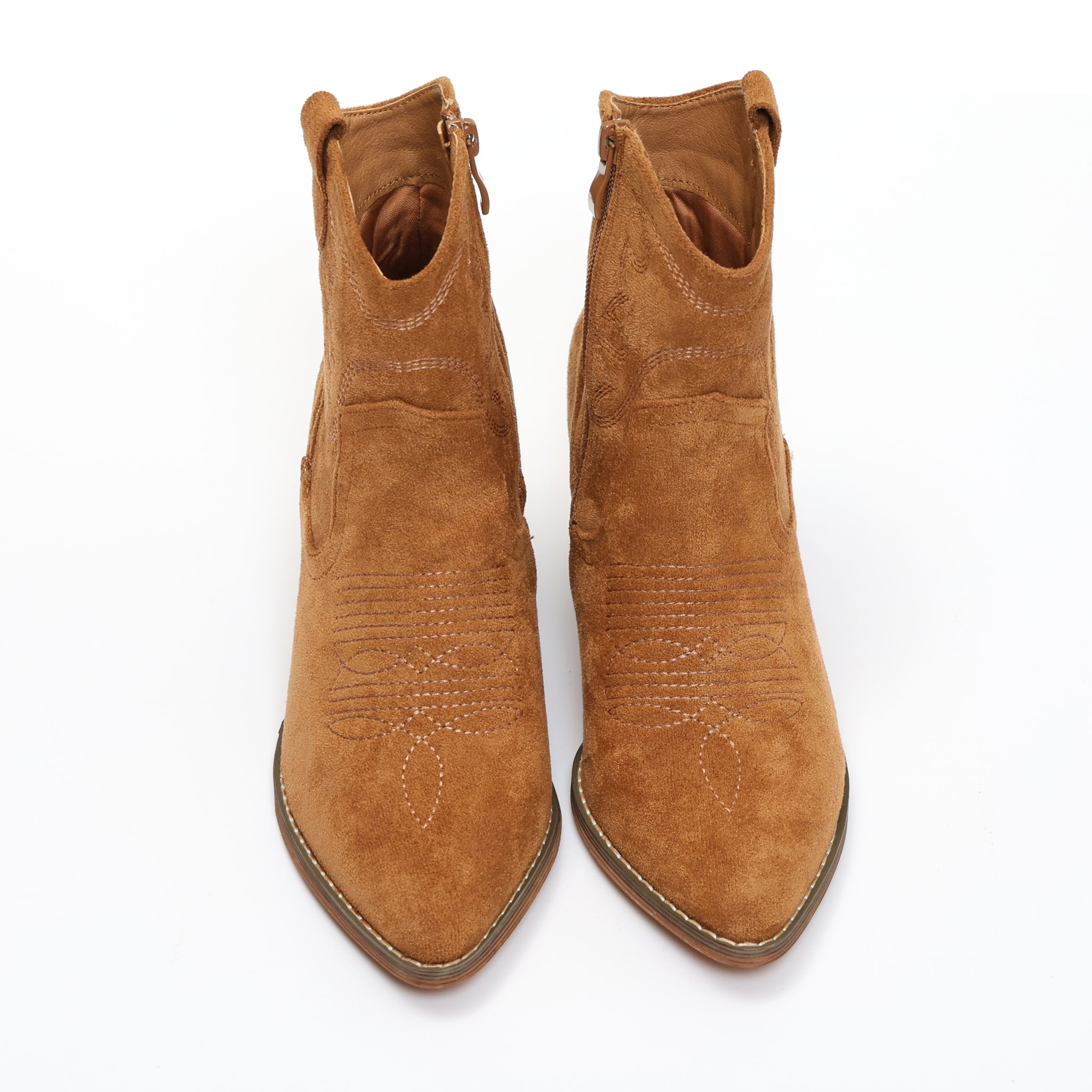 Stivaletti texani in simil pelle scamosciata con ricamo