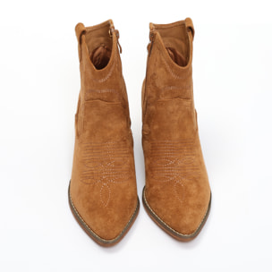 Stivaletti texani in simil pelle scamosciata con ricamo