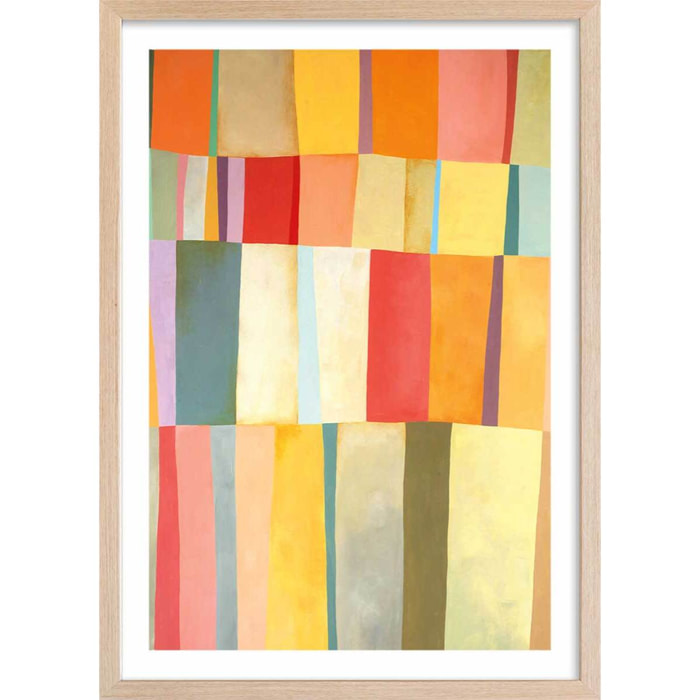 Poster pattern color Affiche + cadre en bois - Chêne