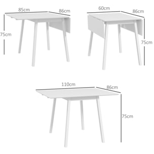 Table à manger pliante un abattant - 3,4 personnes - bois de pin blanc