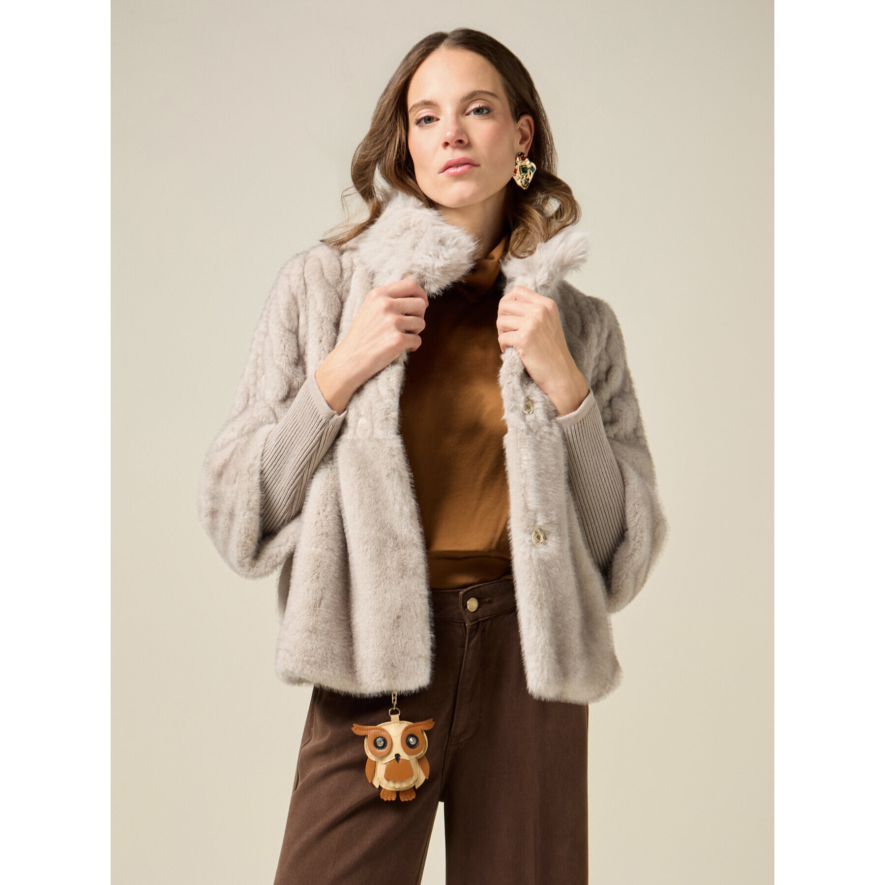 Oltre - Chaqueta en tejido peludo de doble elaboración - Gris