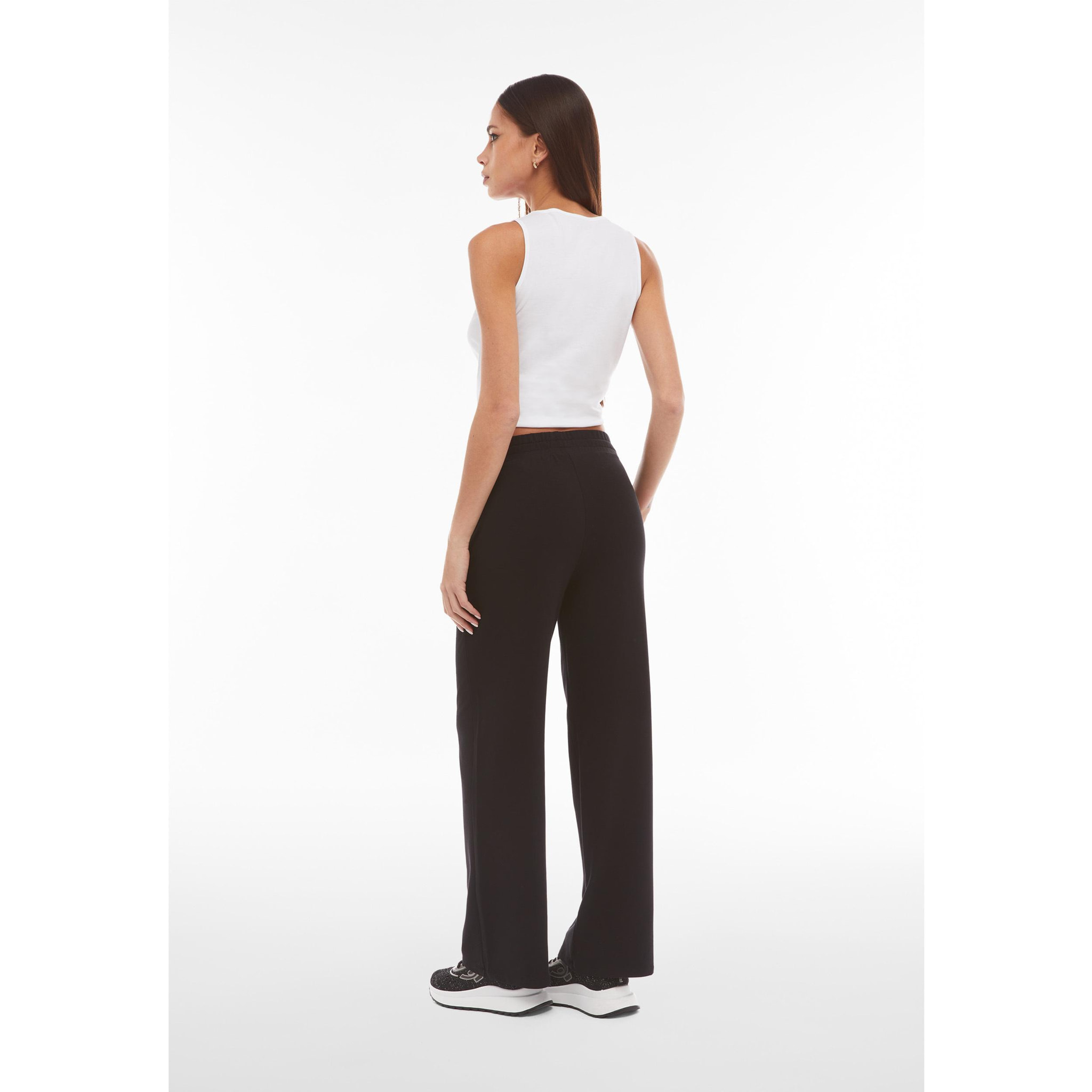 Pantaloni donna in french terry modal con gamba dritta