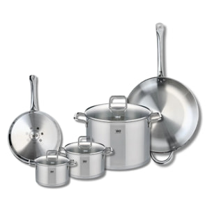 Ensemble de 2 Poêles de cuisson 24 et 32 cm et 3 faitouts 14, 16 et 26 cm Elo Profi Citrin