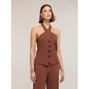 Motivi - Top halter neck The Tailoring Lab - Marrone