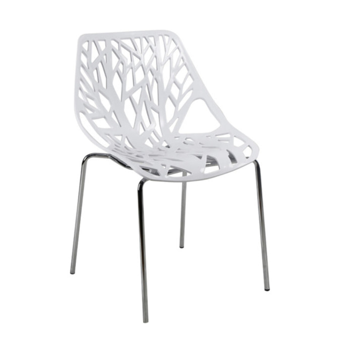 Chaise ajourée et empilable avec pieds métal chromé - QUEEN 3