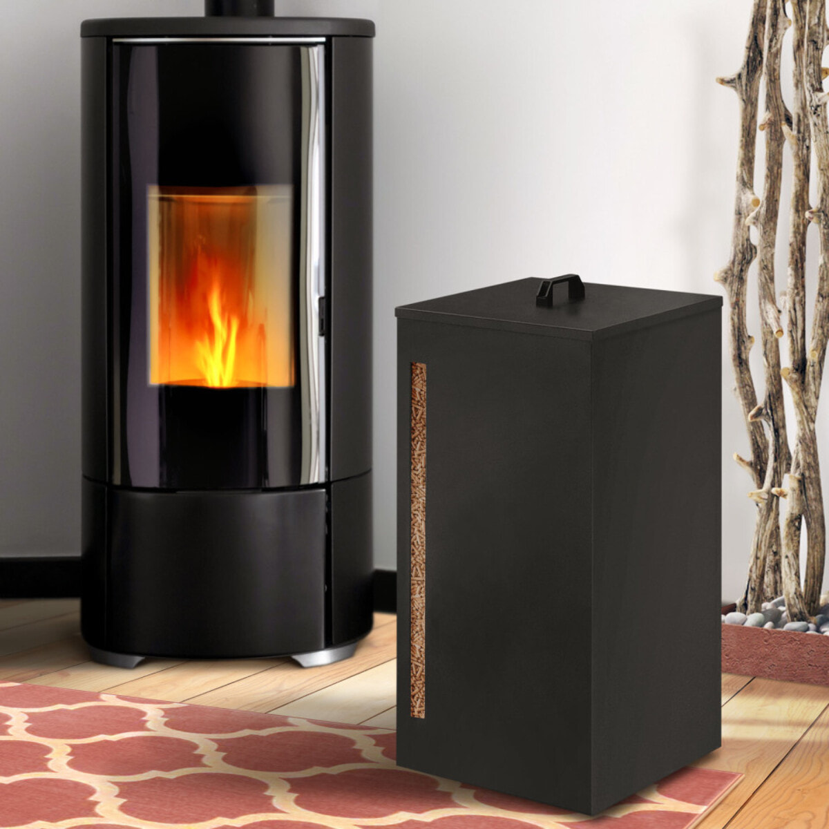 Réservoir à granules et pellets noir 45kg