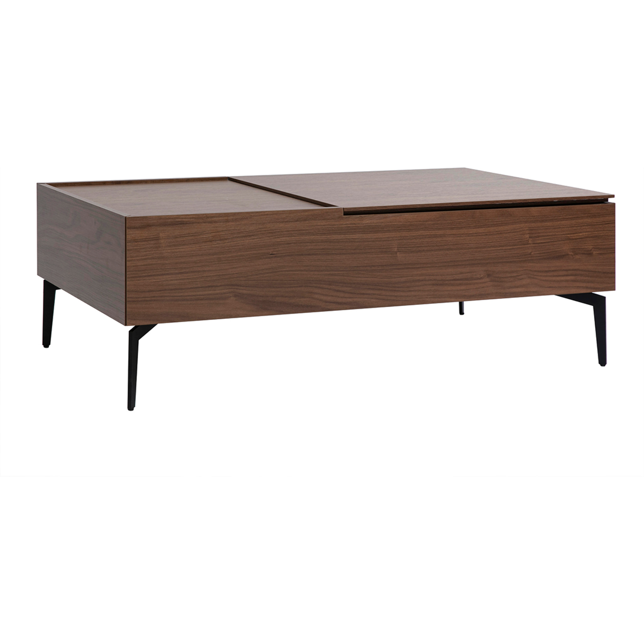 Table basse relevable rectangulaire bois foncé finition noyer et métal noir L103 cm SEDA