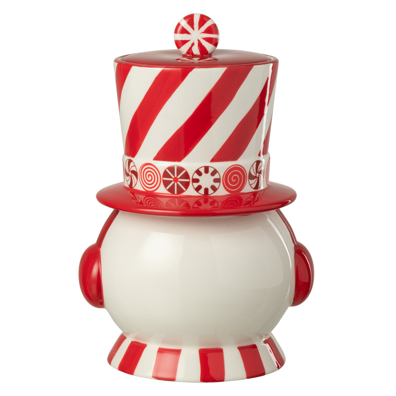 J-Line pot de conservation Bonhomme De Neige + Chapeau Dolomite - céramique - rouge/blanc