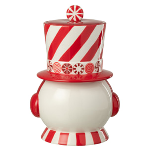 J-Line pot de conservation Bonhomme De Neige + Chapeau Dolomite - céramique - rouge/blanc