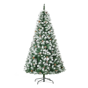 árbol de Navidad Artificial 180 cm con Nieve 800 Ramas 61 Piñas Hojas PVC Verde